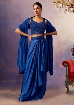 Lapis Blue Embroidered Designer Lehenga Set