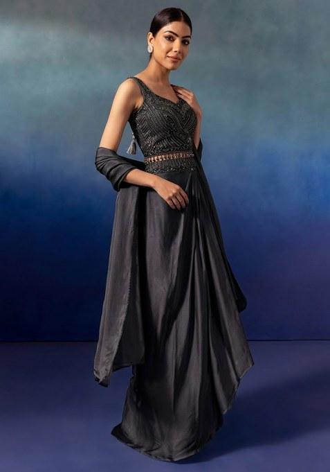 Black Embroidered Designer Lehenga Set