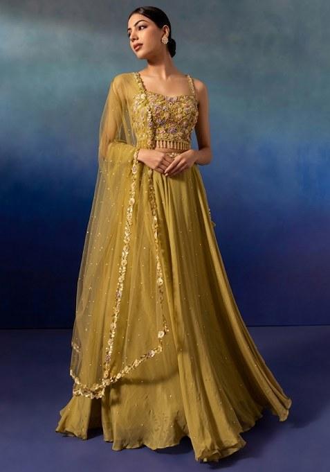 Mustard Yellow  Embellished Designer Lehenga Set