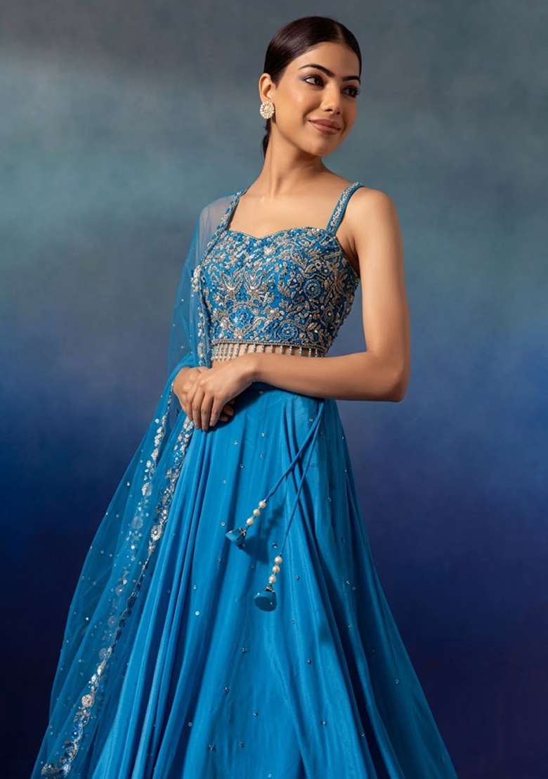 Ibizza Blue Embellished Designer Lehenga Set - Indya