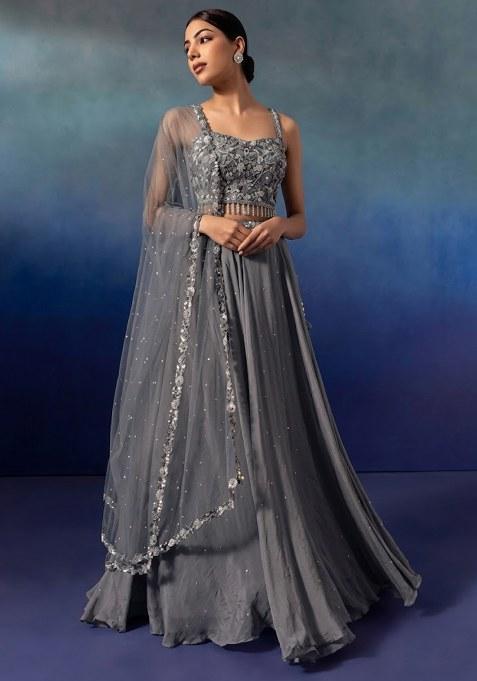 Ultimate Grey Embellished Designer Lehenga Set