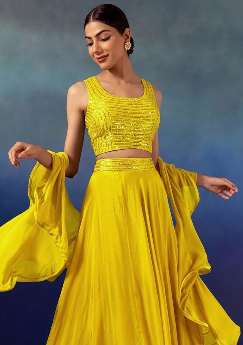 Yellow Embellished Designer Lehenga Set - Indya