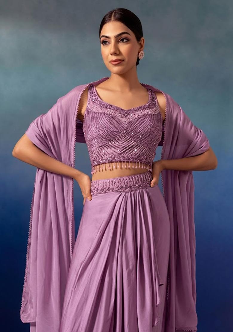 Orchid Embroidered Designer Lehenga Set - Indya