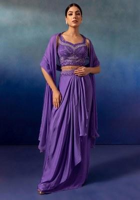 Ultra Violet Embroidered Designer Lehenga Set