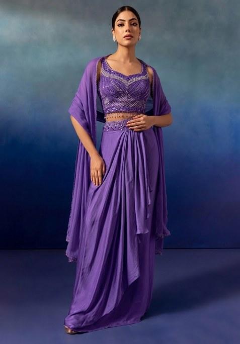 Ultra Violet Embroidered Designer Lehenga Set