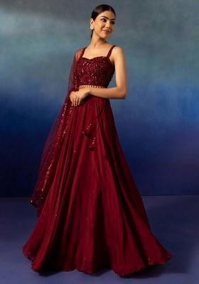 Burgundy Embellished Designer Lehenga Set