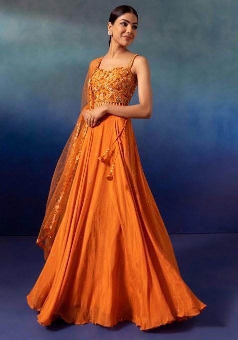 Orange Popsicle Embellished Designer Lehenga Set