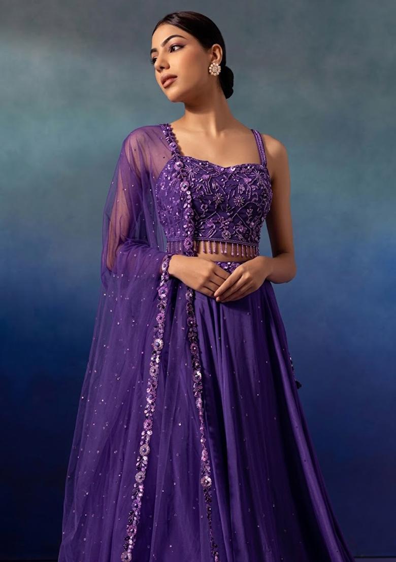 Purple Embellished Designer Lehenga Set - Indya