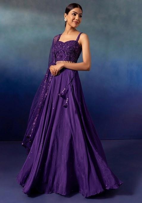 Purple Embellished Designer Lehenga Set