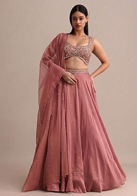 Dusky Rose Embroidered Handwork  Lehenga Set