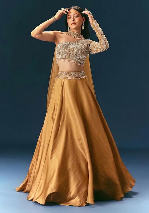 Gold Embroidered Handwork  Lehenga Set