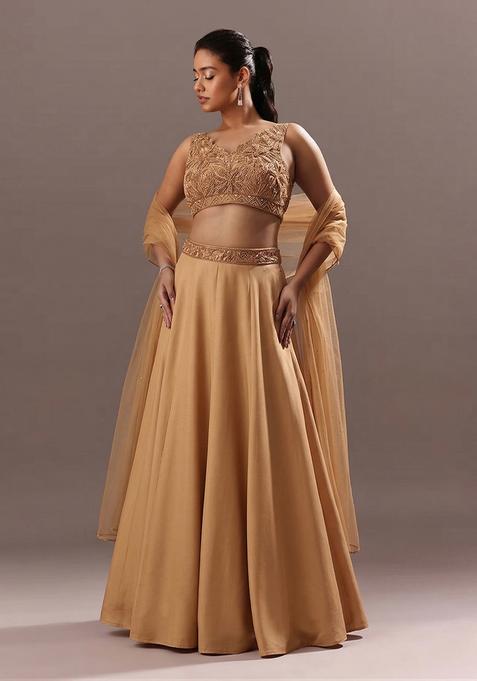 Gold Embroidered Handwork  Lehenga Set