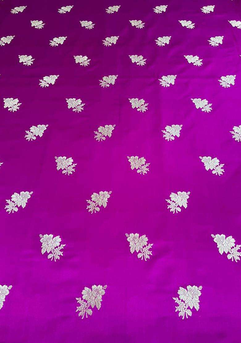Magenta Jacquard Silk Blend Lehenga Set - Indya