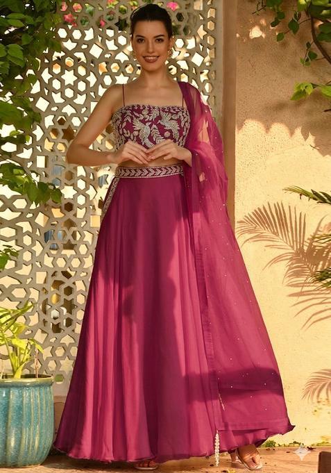 Magenta Pink Handwork Lehenga Set