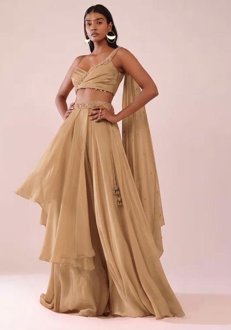 Gold Beige Handwork Lehenga Set