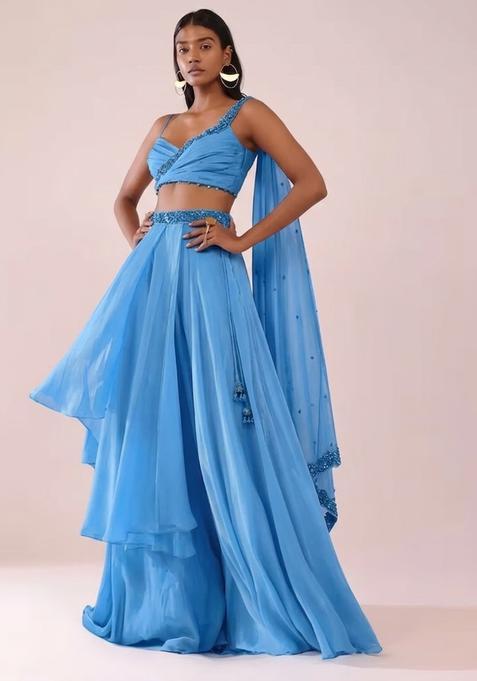 Sky Blue Handwork Lehenga Set