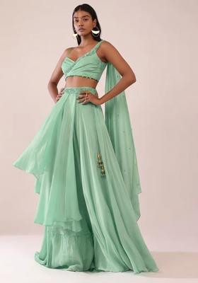 Mint Green Handwork Lehenga Set