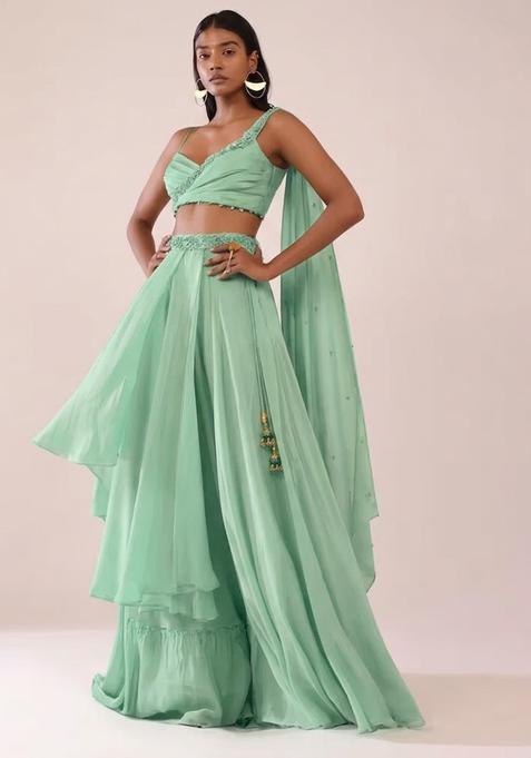 Mint Green Handwork Lehenga Set