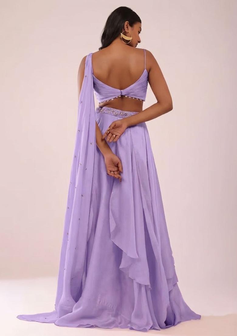 Lavender Handwork Lehenga Set - Indya