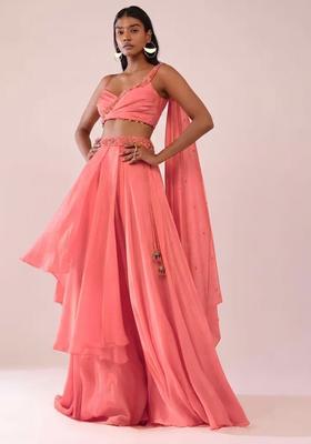 Coral Pink Handwork Lehenga Set