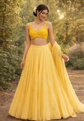 Pastel Yellow Embellished Lehenga Set