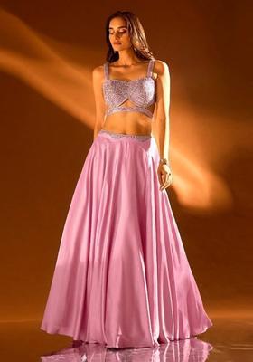 Pink Embroidered Handwork Lehenga Set