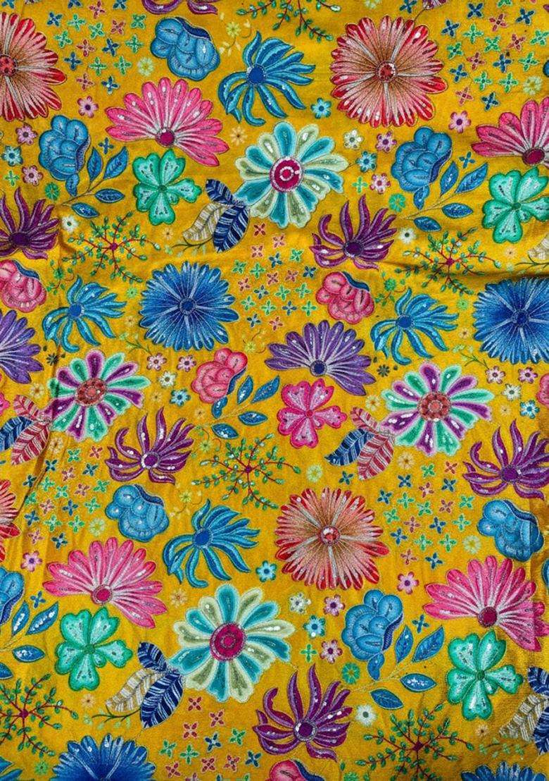 Yellow Chinon Lehenga Set with Printed for Diwali | Wedding & Festive Wear - Indya