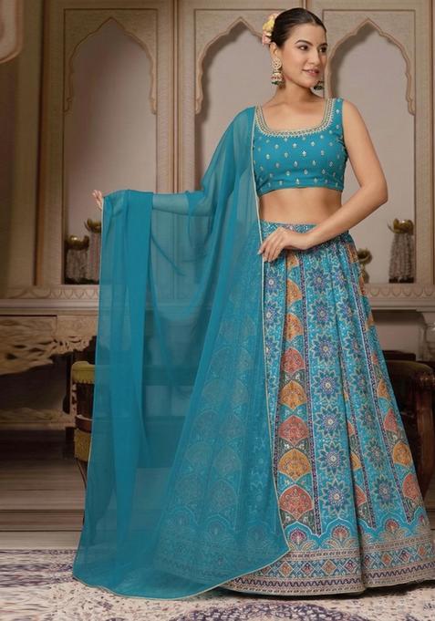 Sky Blue Handwork Lehenga Set