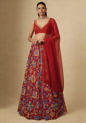 Crimson Red Handwork Lehenga Set