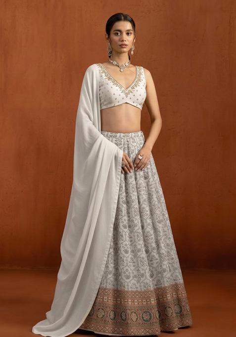 Off White Handwork Lehenga Set