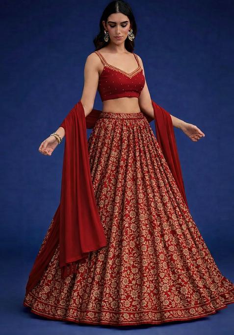 Maroon Handwork Lehenga Set