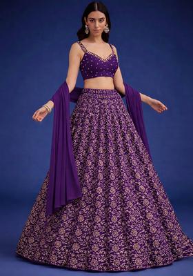 Royal Violet Handwork Lehenga Set