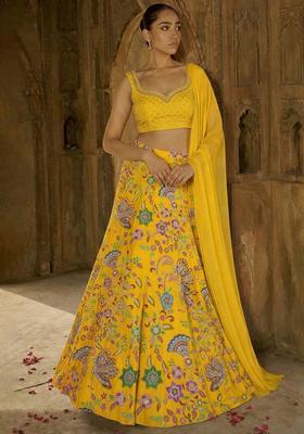 Sunshine Yellow Handwork Lehenga Set