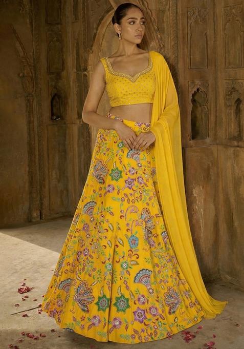 Sunshine Yellow Handwork Lehenga Set