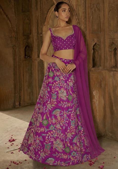 Magenta Pink Handwork Lehenga Set