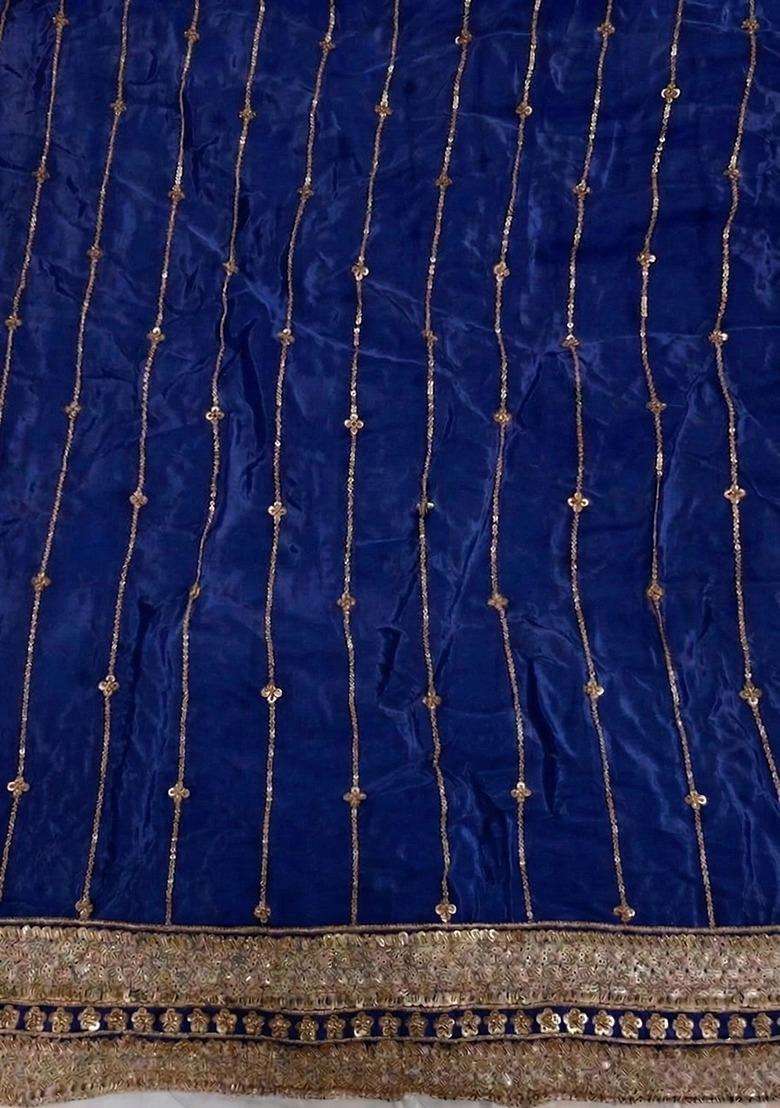 Cobalt Blue Handwork Lehenga Set - Indya