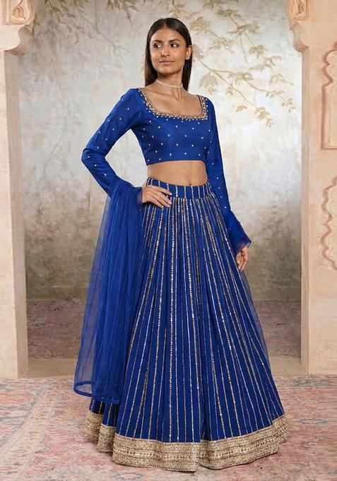 Cobalt Blue Handwork Lehenga Set