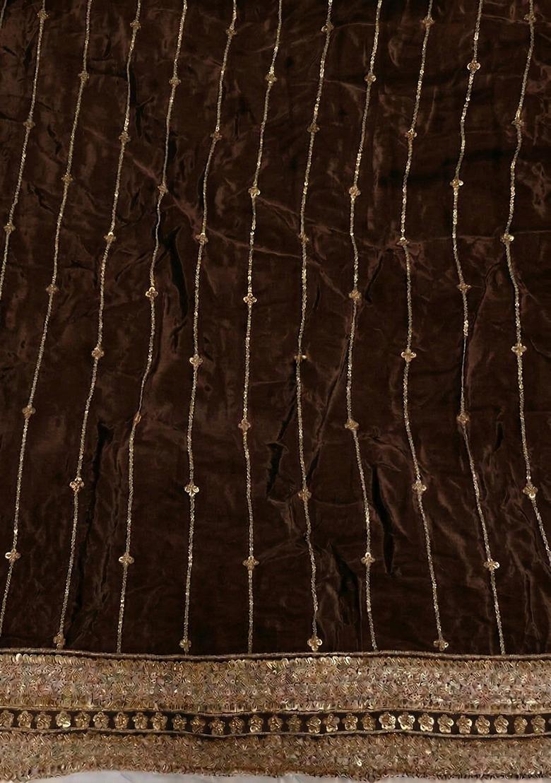 Chocolate Brown Handwork Lehenga Set - Indya