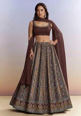 Mocha Brown Handwork Lehenga Set