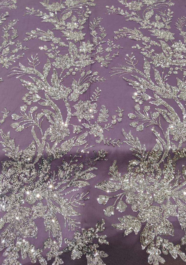 Lavender Printed Organza Lehenga Set - Indya
