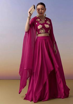 Rani Pink Printed Chinon Lehenga Set