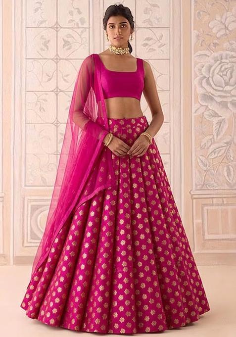 Rani Pink Brocade Lehenga Set