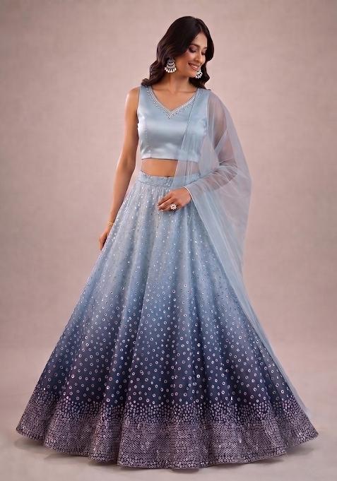 Powder Blue Handwork Lehenga Set