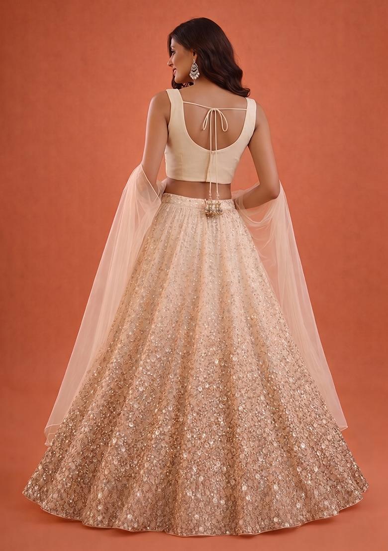 Ivory Cream Handwork Lehenga Set - Indya