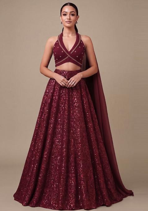 Maroon Handwork Lehenga Set