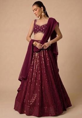 Wine Purple Handwork Lehenga Set