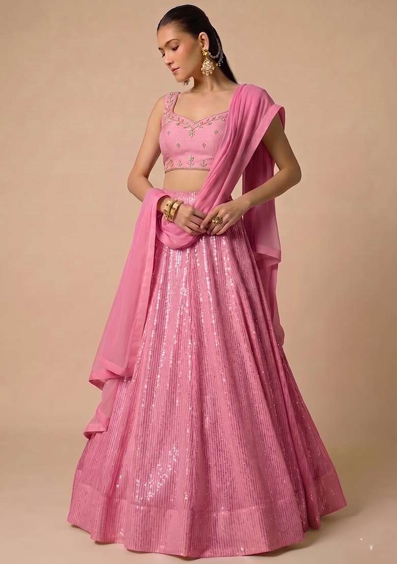 Rani Pink Handwork Lehenga Set - Indya