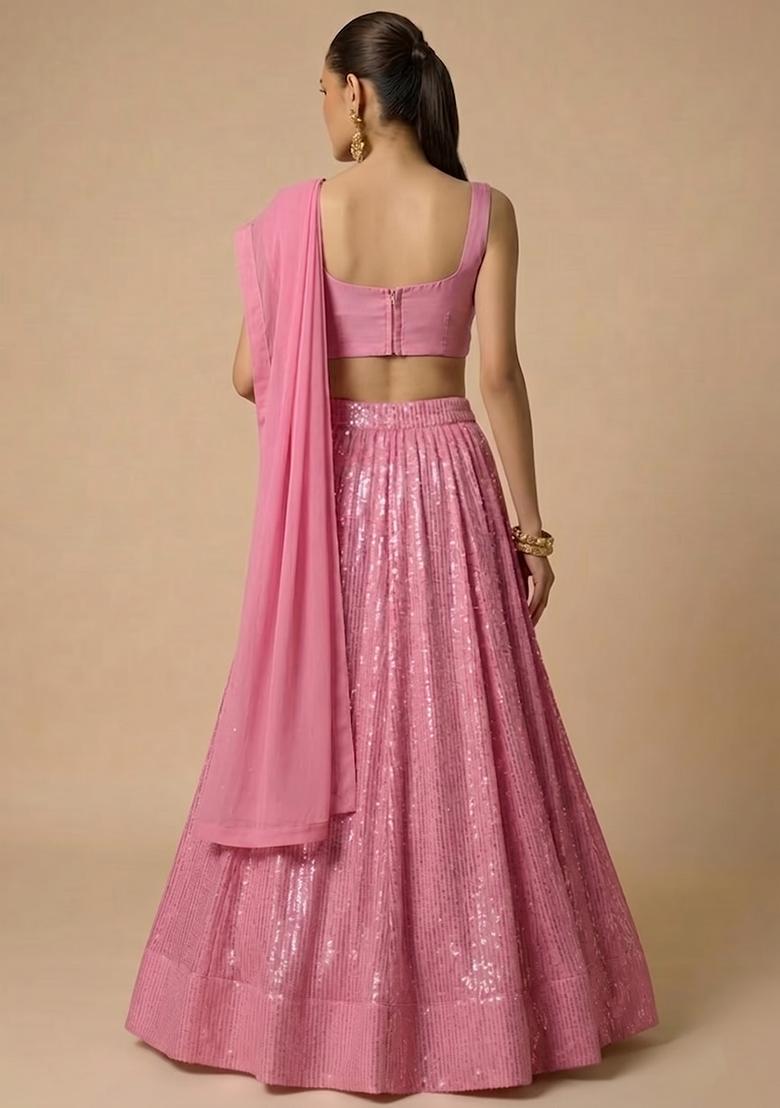 Rani Pink Handwork Lehenga Set - Indya