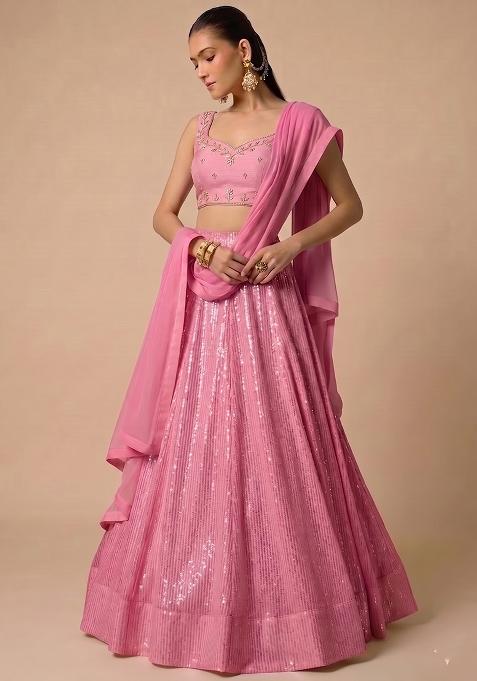 Rani Pink Handwork Lehenga Set