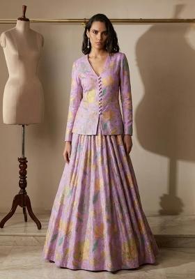 Lilac Purple Printed Fusion Set